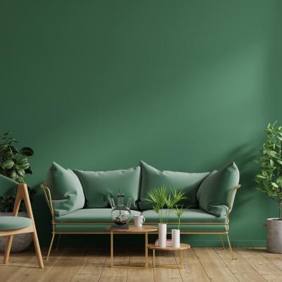 Interior Green Wall With Green Sofa Green Armchair Living Room 3d Rendering